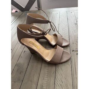 Dee Keller Leather Wedge Heel Tie Ankle Strap Sandals Open Toe Brown Size 38 8